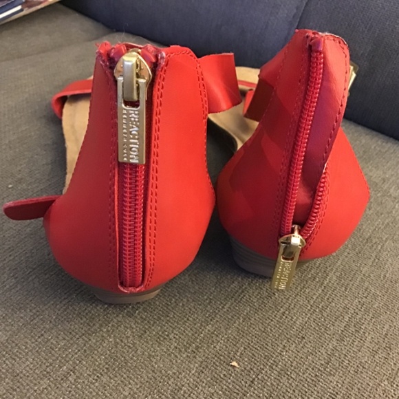 Red Slip on Sandals with zippered back - Picture 3 of 3